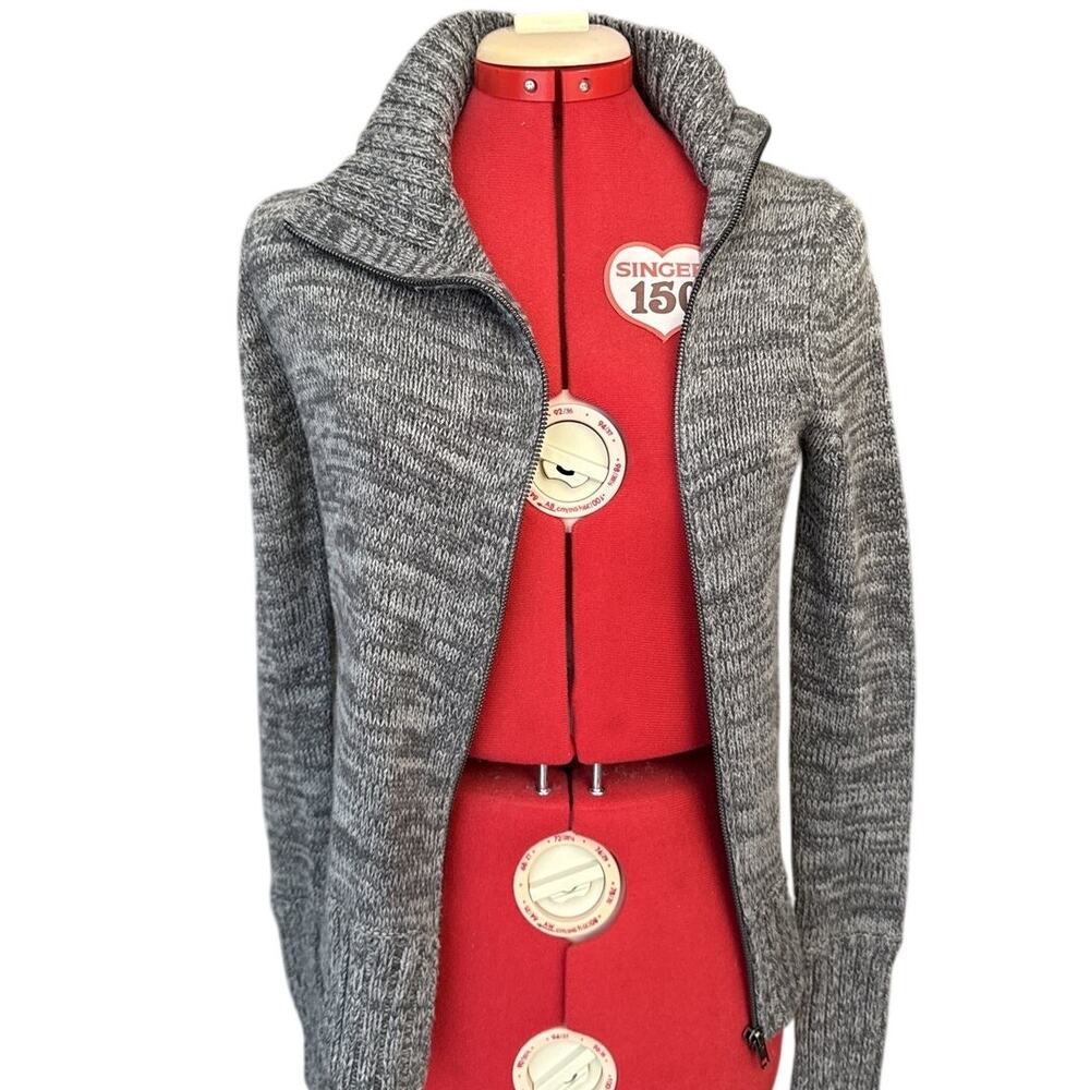 Moda International Gray Marled Full Zip Cardigan XS (151_O)